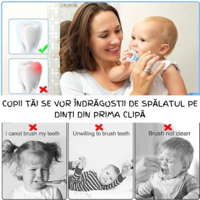 🦷 Periuță Copii U-Shape 360° – Silicon Premium - pachet 2 bucati