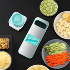 PACHET PROMOTIONAL: Razatoare multifunctionala, cu 5 lame, Albastru + Rasnita manuala, pentru nuci, alune si ciocolata, Maro