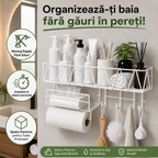 Raft Metalic Premium pentru Baie, Organizator Multifuncțional cu Montaj Fără Găuri