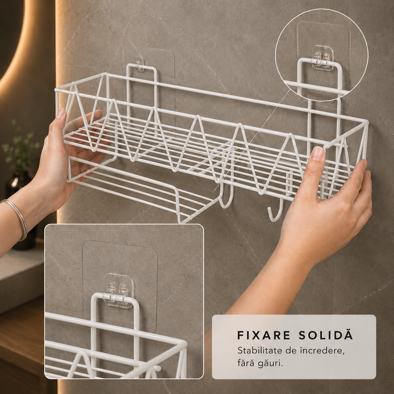 Raft Metalic Premium pentru Baie, Organizator Multifuncțional cu Montaj Fără Găuri