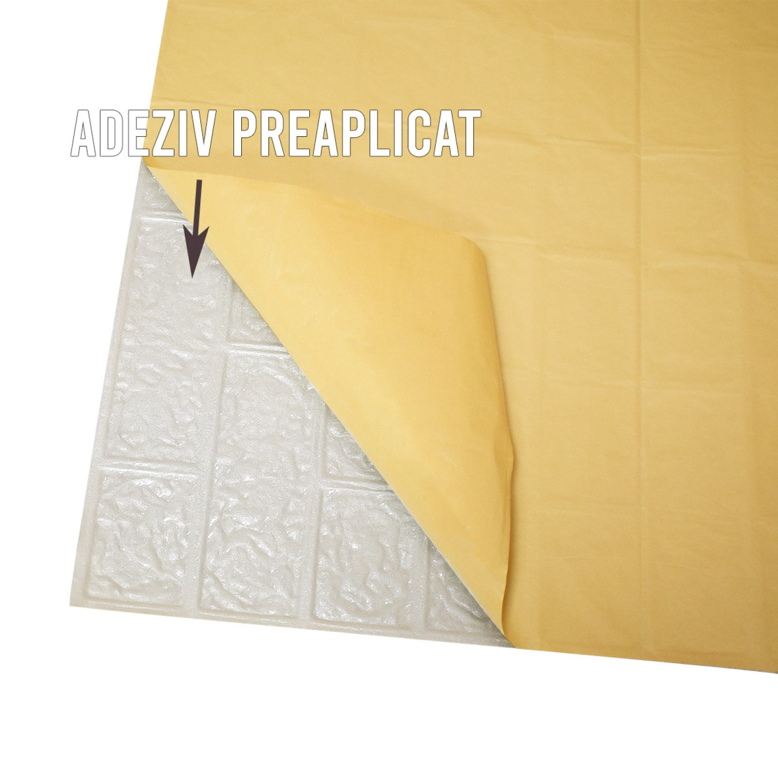 Set 10 x Tapet 3D autoadeziv Alb, model Caramida, 70 x 77 cm