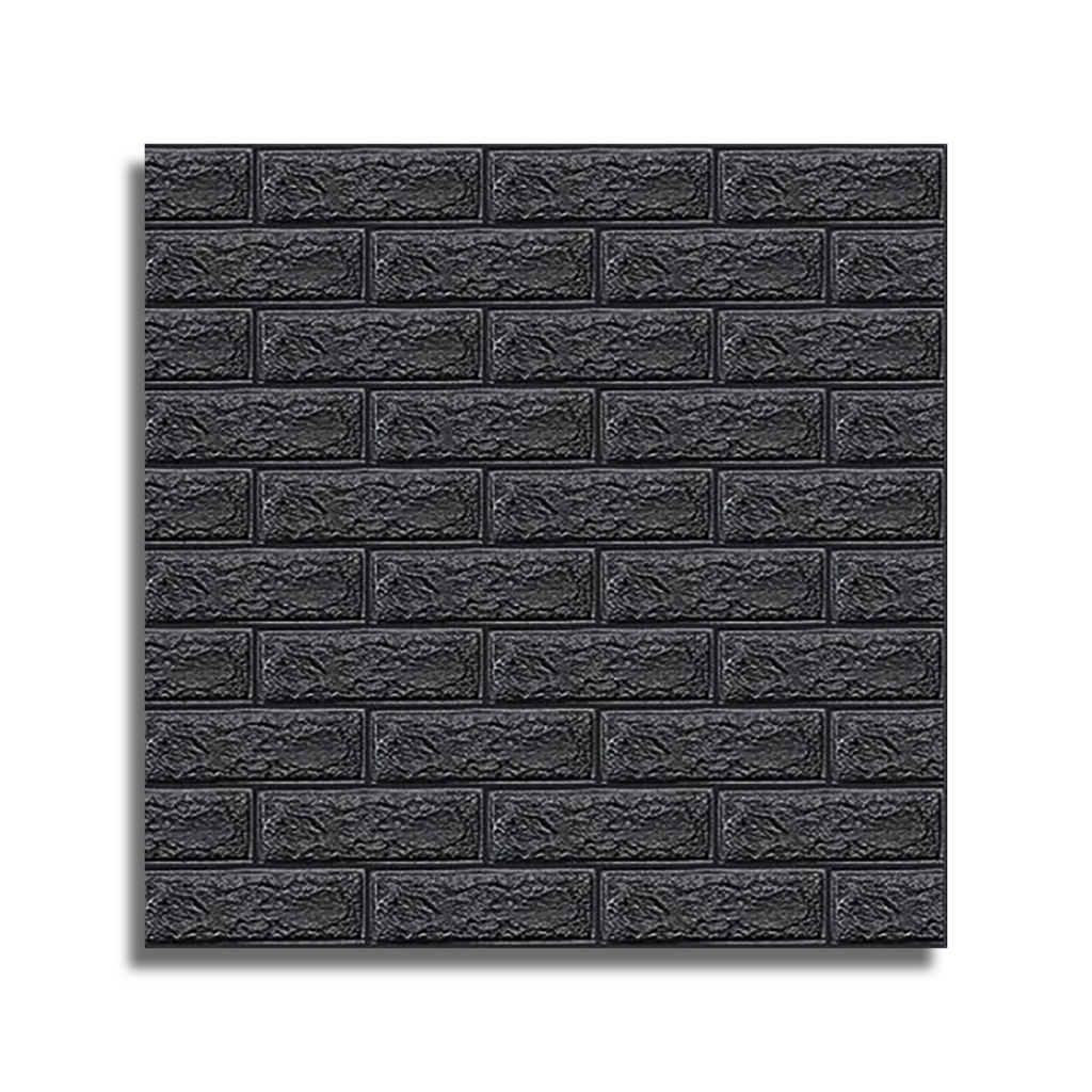 Set 10 x Tapet 3D autoadeziv, model Caramida, 70 x 77 cm, 4mm grosime, Negru