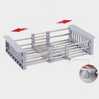 PACHET PROMOTIONAL: Suport extensibil pentru spalat vase si alimente, Gri/Inox + Cap robinet aerator universal, 3 moduri de pulverizare, Argintiu, D4415+D4413