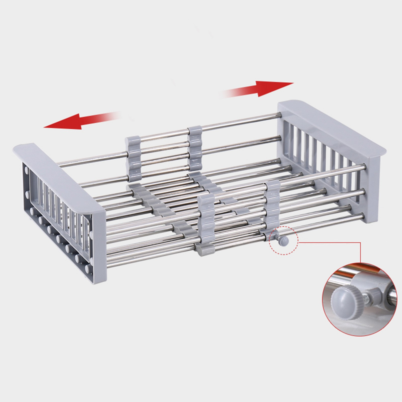 PACHET PROMOTIONAL: Scurgator vase, ustensile, Multicolor + Suport extensibil pentru spalat vase si alimente, Gri/Inox