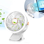 Mini Ventilator Portabil USB cu Clema (Clips), 3 Viteze, Rotire 360°, alimentare USB