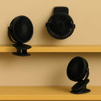 Mini Ventilator Portabil USB cu Clema (Clips), 3 Viteze, Rotire 360°, alimentare USB